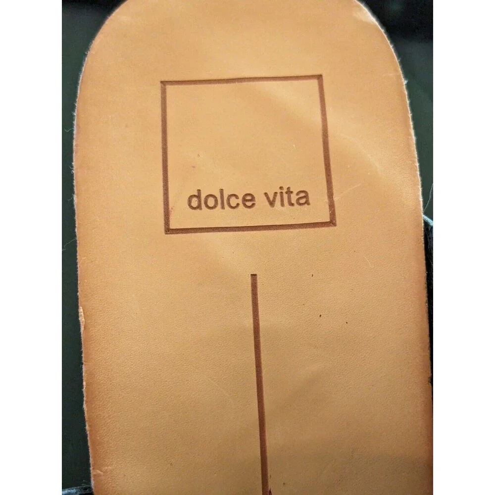 Dolce Vita Porcia Shoes Women's 9 Black Faux Leather Cork Wedge Sandals Coastal